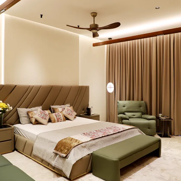 Smart bedroom with climate control and automated comfort scenes